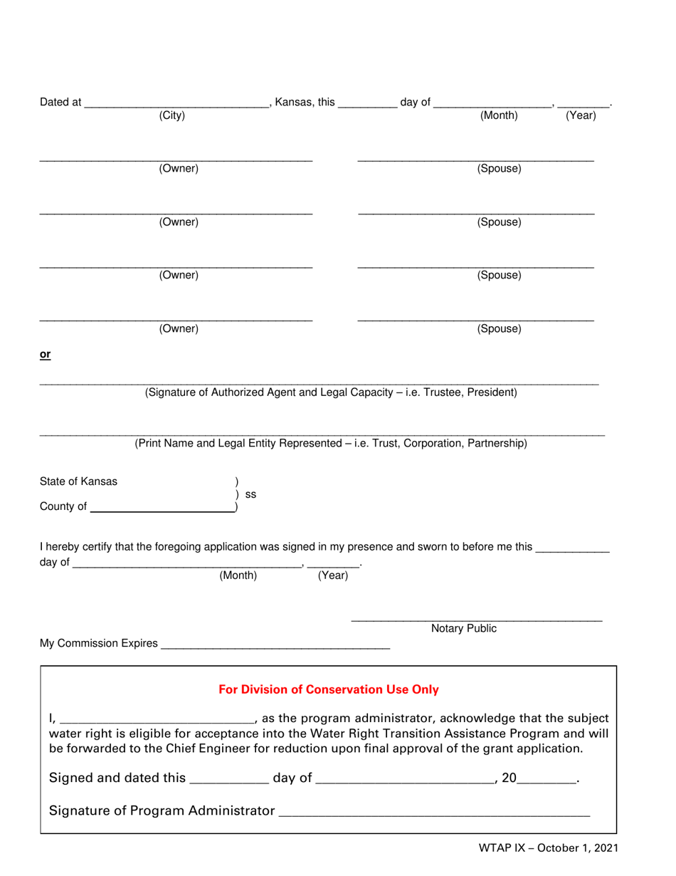 Request to Reduce a Portion of an Existing Water Right - Water Right Transition Assistance Program - Kansas, Page 3