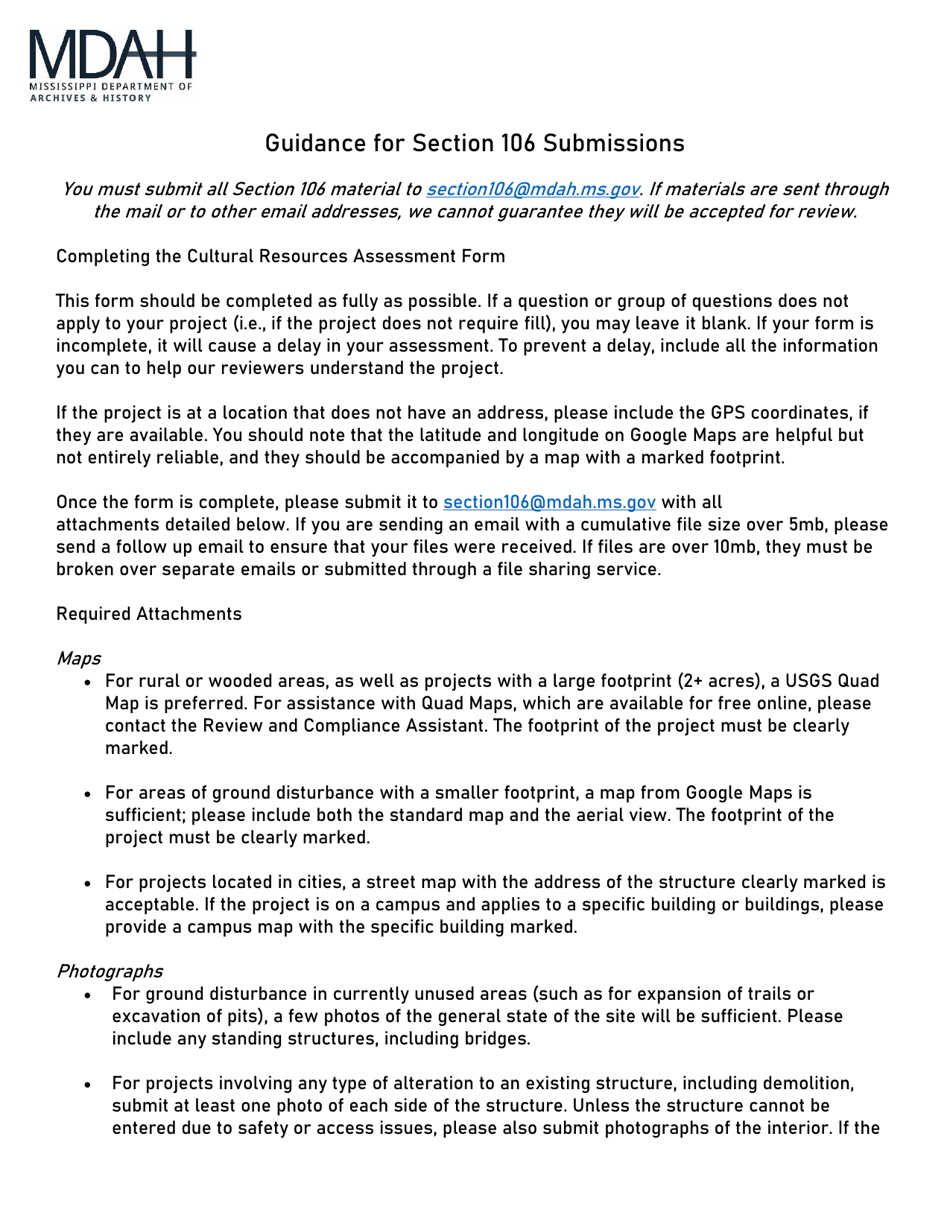 Request for Cultural Resources Assessment - Mississippi, Page 3