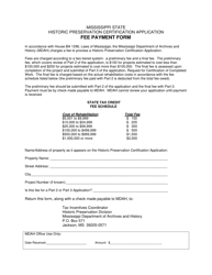 &quot;Historic Preservation Certification Application - Fee Payment Form&quot; - Mississippi