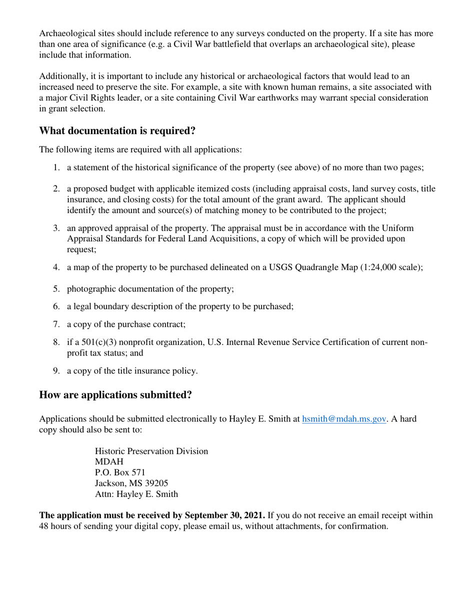 Mississippi Historic Site Preservation Fund Grant Application - Mississippi, Page 3