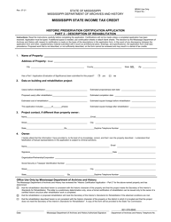 Mississippi State Income Tax Credit Historic Preservation Certification Application - Mississippi, Page 11