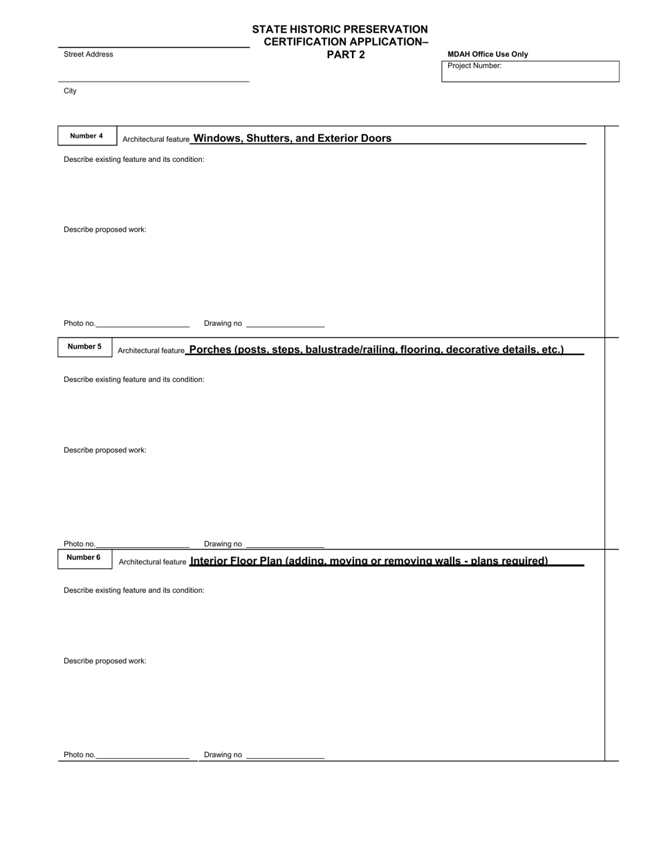 Mississippi State Income Tax Credit Historic Preservation Certification Application - Mississippi, Page 13