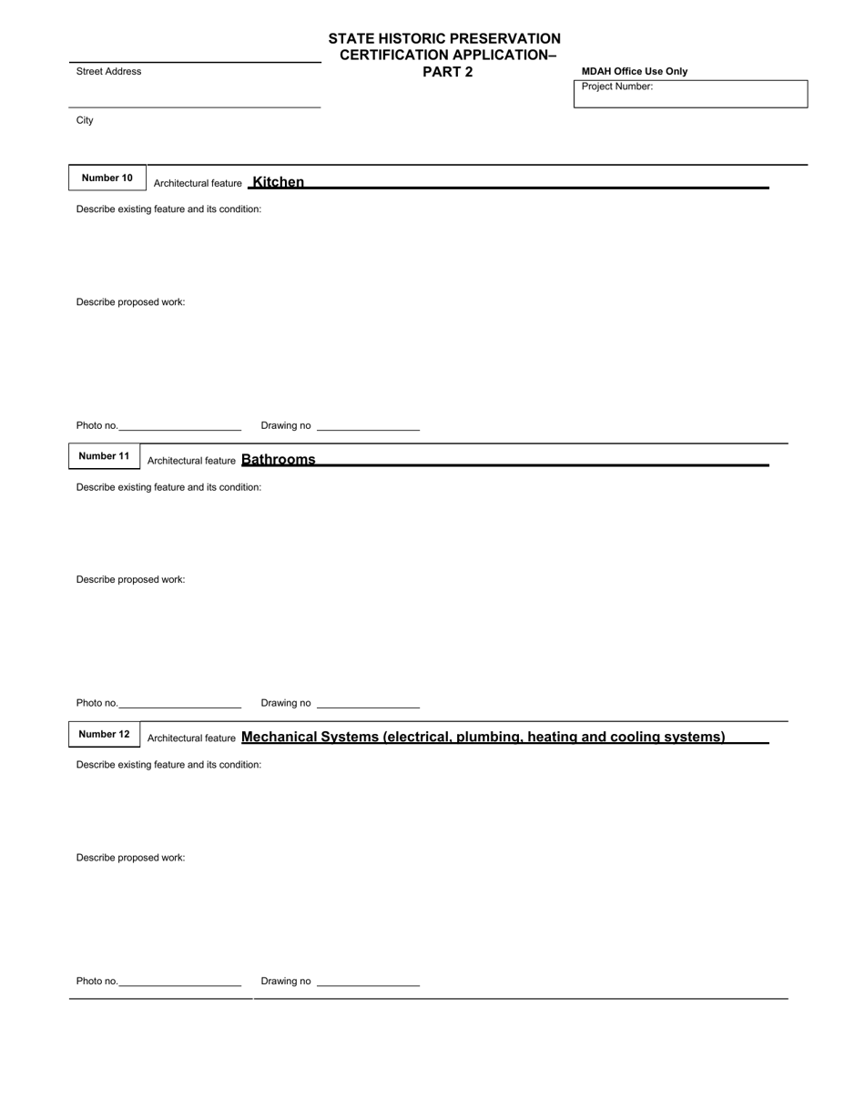 Mississippi State Income Tax Credit Historic Preservation Certification Application - Mississippi, Page 15