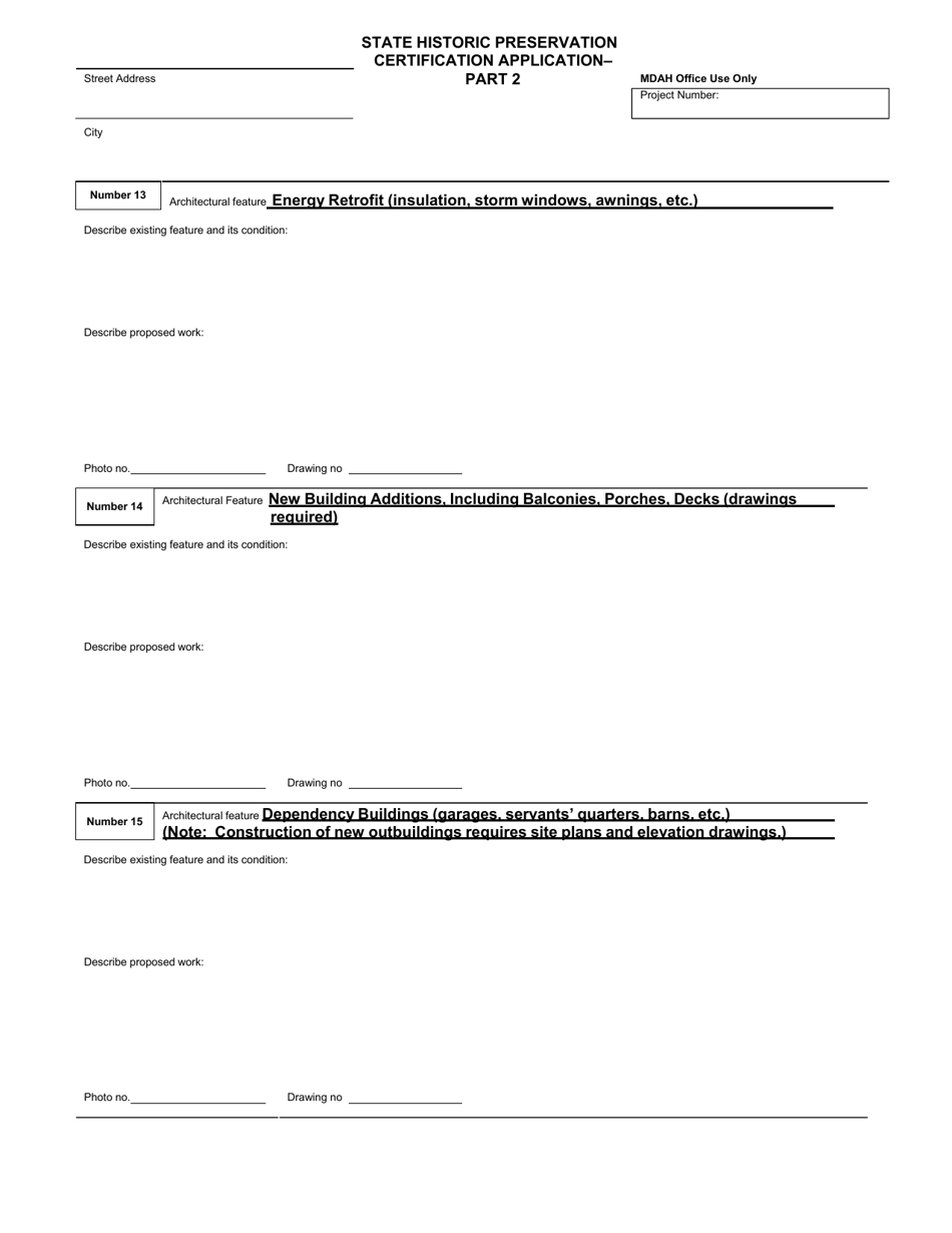 Mississippi State Income Tax Credit Historic Preservation Certification Application - Mississippi, Page 16