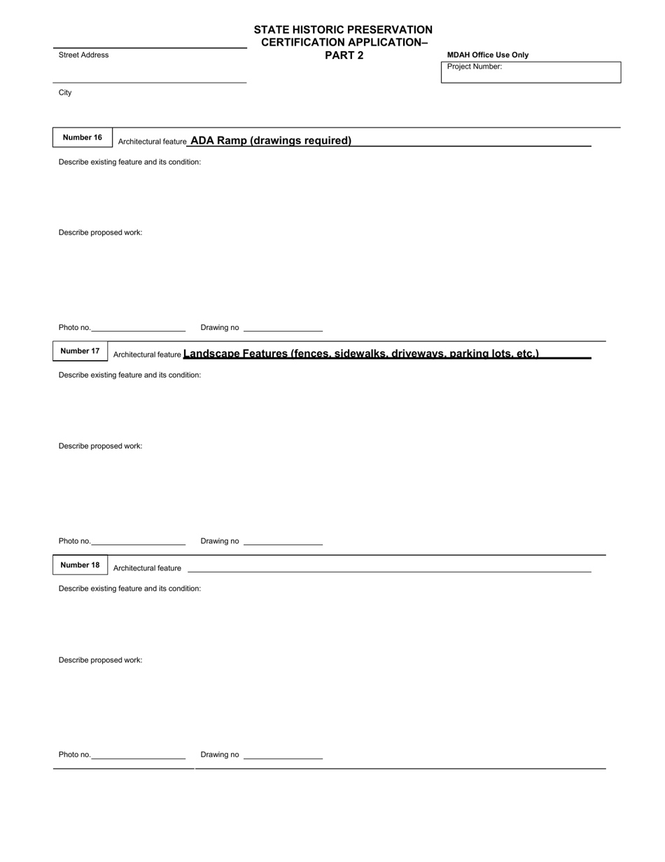 Mississippi State Income Tax Credit Historic Preservation Certification Application - Mississippi, Page 17