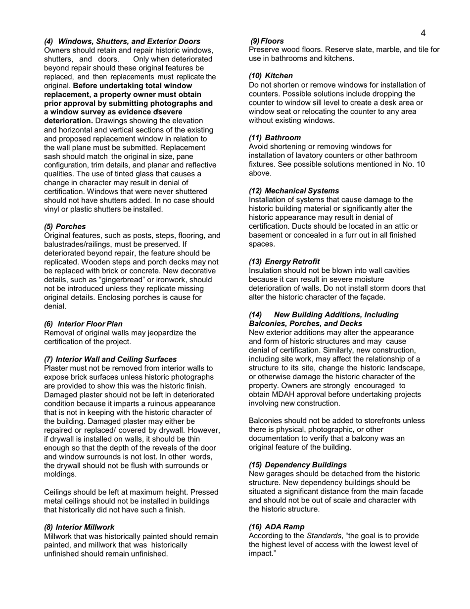 Mississippi State Income Tax Credit Historic Preservation Certification Application - Mississippi, Page 4