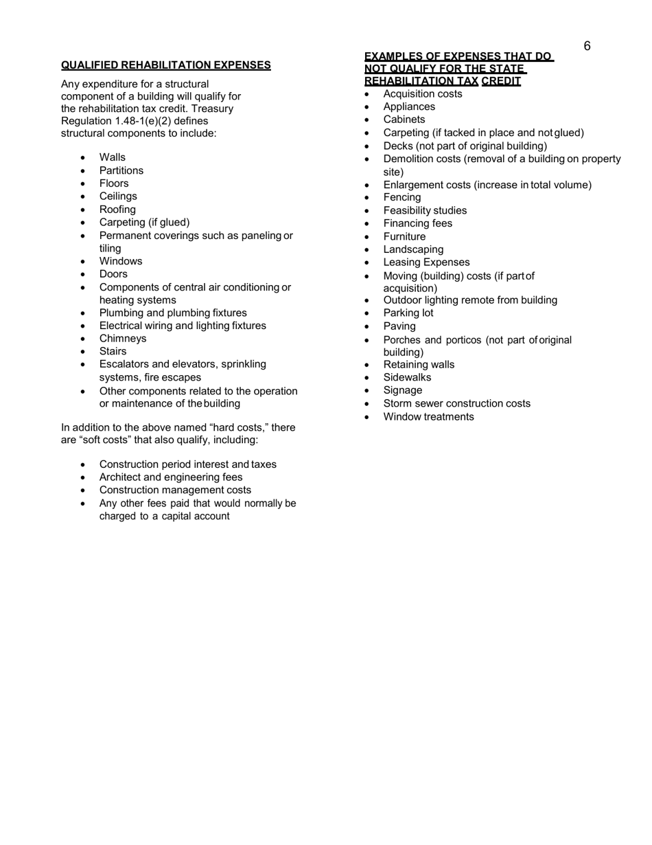 Mississippi State Income Tax Credit Historic Preservation Certification Application - Mississippi, Page 6