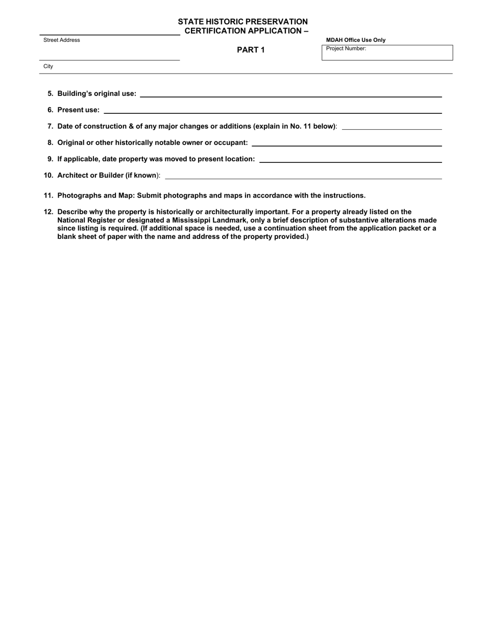 Mississippi State Income Tax Credit Historic Preservation Certification Application - Mississippi, Page 9