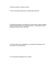 National Register of Historic Places Preliminary Evaluation Questionnaire - Mississippi, Page 2