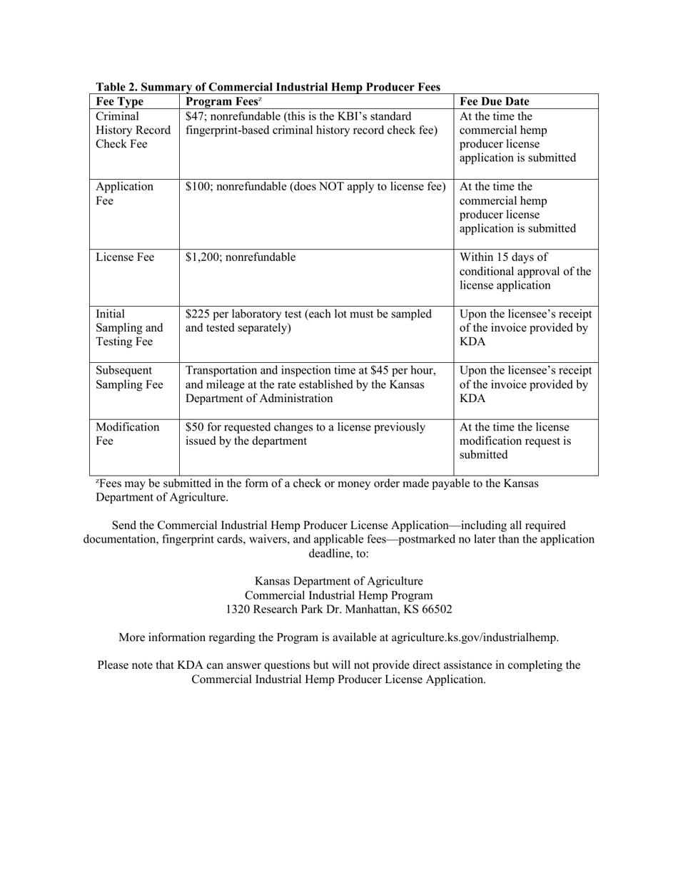 License Application - Commercial Industrial Hemp Producer - Kansas, Page 4