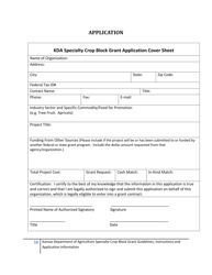 Document preview: Specialty Crop Block Grant Application Cover Sheet - Kansas