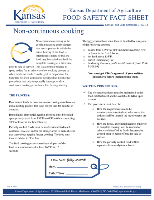Non-continuous Cooking - Procedure Template - Kansas