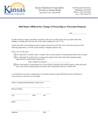 Document preview: Bull Status Affidavit for Change of Ownership or Possession Purposes - Kansas