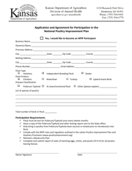 Document preview: Application and Agreement for Participation in the National Poultry Improvement Plan - Kansas