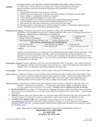 Form 522 Application for Certified Mississippi Birth Certificate - Mississippi, Page 2
