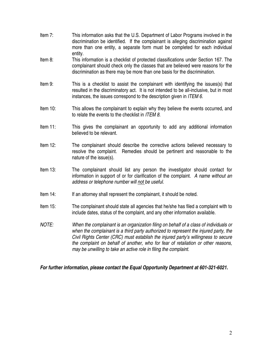 Complaint Information Form - Mississippi, Page 2