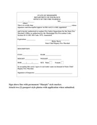 Application for Special State/Local Inspector - Mississippi, Page 2