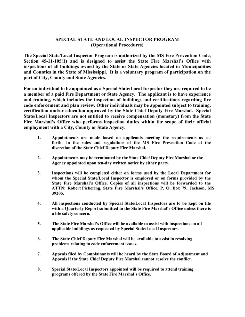 Application for Special State / Local Inspector - Mississippi, Page 3