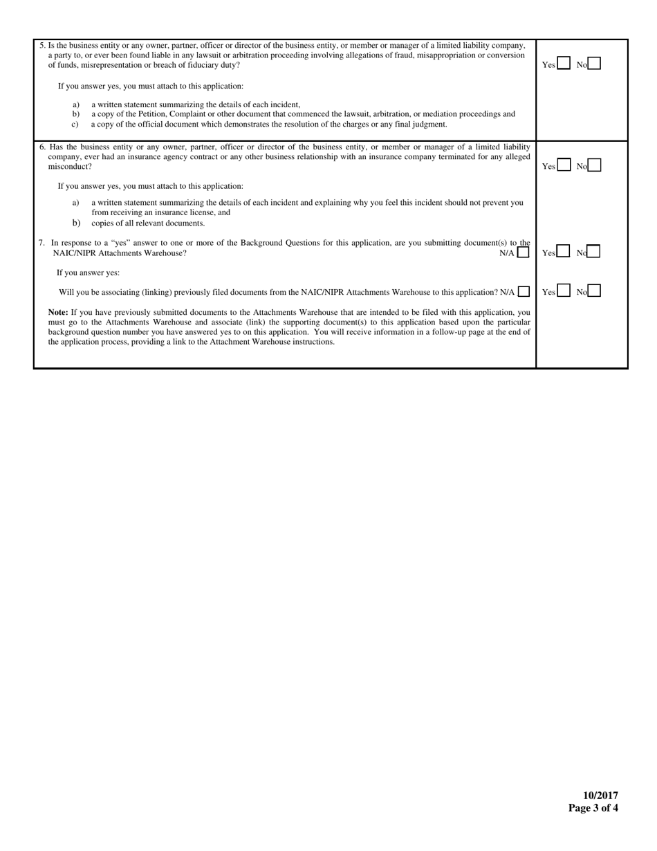 Limited Lines Travel Insurance Producer Business Entity License Reinstatement - Mississippi, Page 3