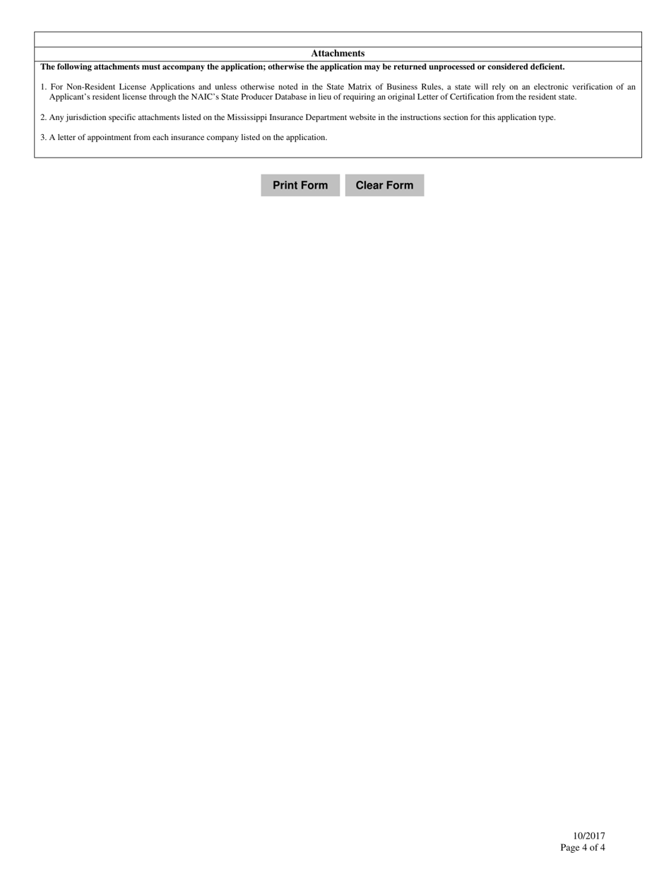 Managing General Agent Entity License Reinstatement - Mississippi, Page 4