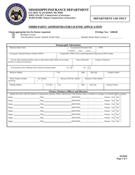 Document preview: Third Party Administrator License Application - Mississippi