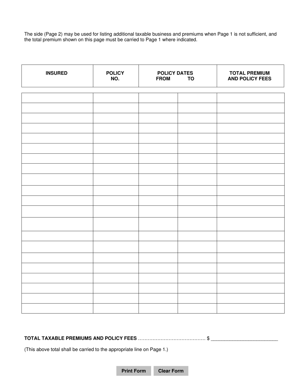 Risk Retention Group Reporting Form - Mississippi, Page 3