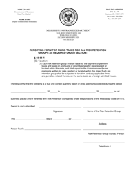 Document preview: Risk Retention Group Reporting Form - Mississippi
