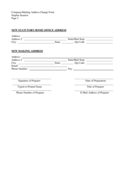 Company Name/Mailing Address Change Notification Form for Surplus Line Insurers - Mississippi, Page 2