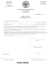 Document preview: Surety Bond Automobile Club - Mississippi