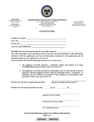 Application Verifying Eligibility as Surplus Lines Insurer in the State of Mississippi - Mississippi, Page 2