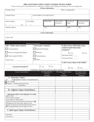 Document preview: Pre-licensing Education Course Filing Form - Mississippi