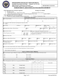 Document preview: Independent Adjuster License Reinstatement - Mississippi