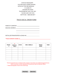Truck Decal Order Form - Mississippi, Page 2