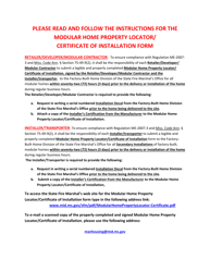 &quot;Modular Home Property Locator/Certificate of Installation&quot; - Mississippi