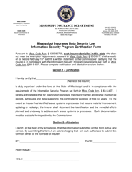 Document preview: Information Security Program Certification Form - Mississippi