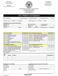 Document preview: Form A18.1 Platform Lift Inspection - Mississippi