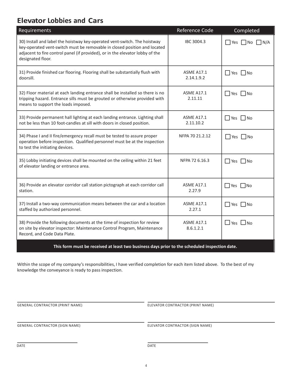New Construction / Modernization Installation Acceptance Checklist - Mississippi, Page 4