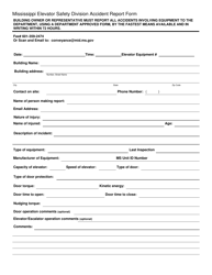 Document preview: Mississippi Elevator Safety Division Accident Report Form - Mississippi