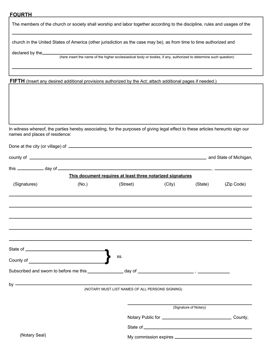 Form CSCL / CD-503 Articles of Incorporation for Use by Ecclesiastical Corporations - Michigan, Page 2
