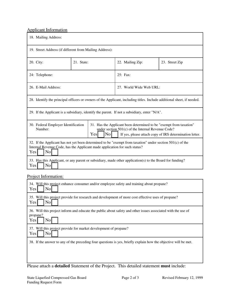 Funding Request Form - Mississippi Propane Education and Research Fund - Mississippi, Page 2