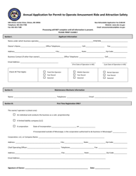 Document preview: Annual Application for Permit to Operate Amusement Ride and Attraction Safety - Mississippi