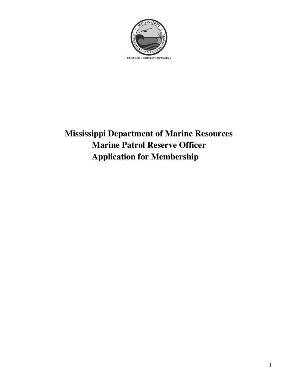 Reserve Officer Application - Mississippi, Page 1