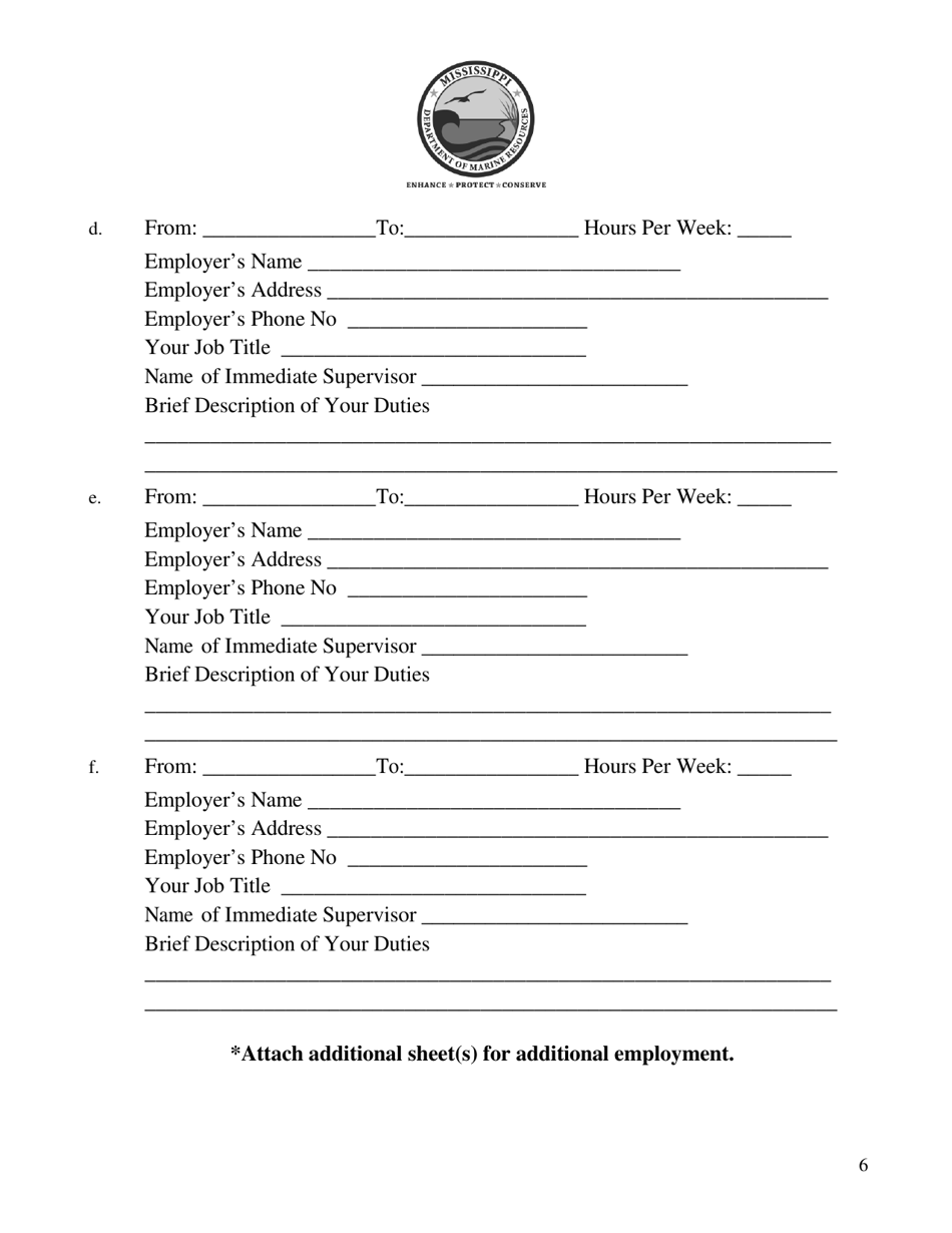 Reserve Officer Application - Mississippi, Page 6