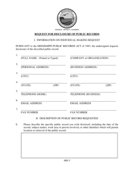 P&amp;P Form 10-02 &quot;Request for Disclosure of Public Records&quot; - Mississippi