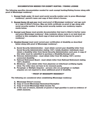 Application for Resident Exempt Hunting/Fishing License - Mississippi, Page 2