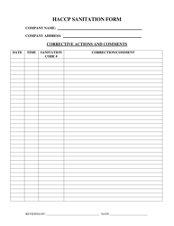 Haccp Sanitation Form - Mississippi, Page 2