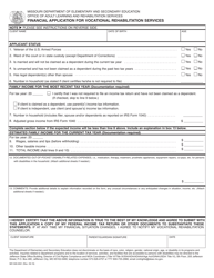 Document preview: Form MO500-0551 Financial Application for Vocational Rehabilitation Services - Missouri
