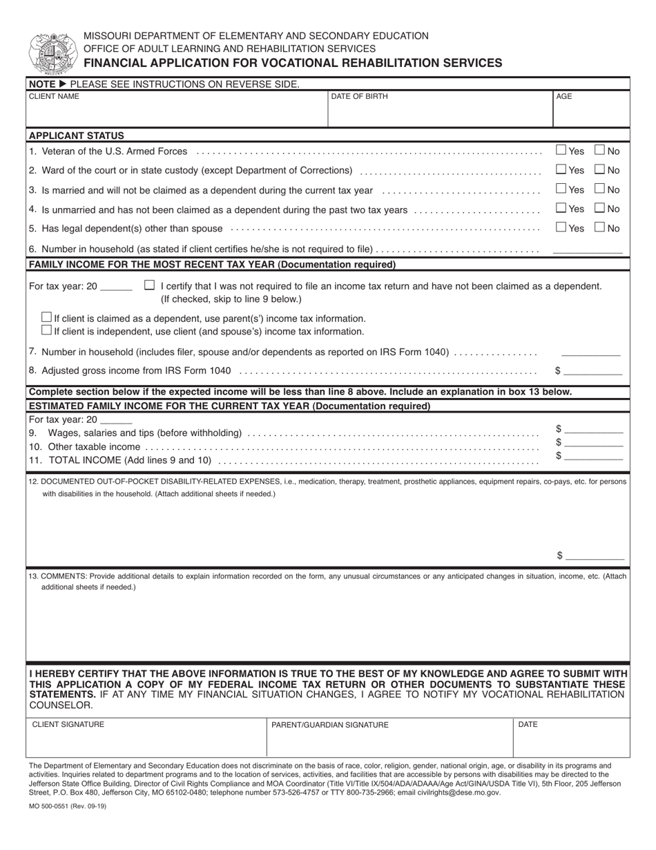 Form MO500-0551 - Fill Out, Sign Online and Download Fillable PDF ...