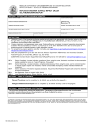 Form MO500-2345 Refugee Children School Impact Grant Self-monitoring Report - Missouri