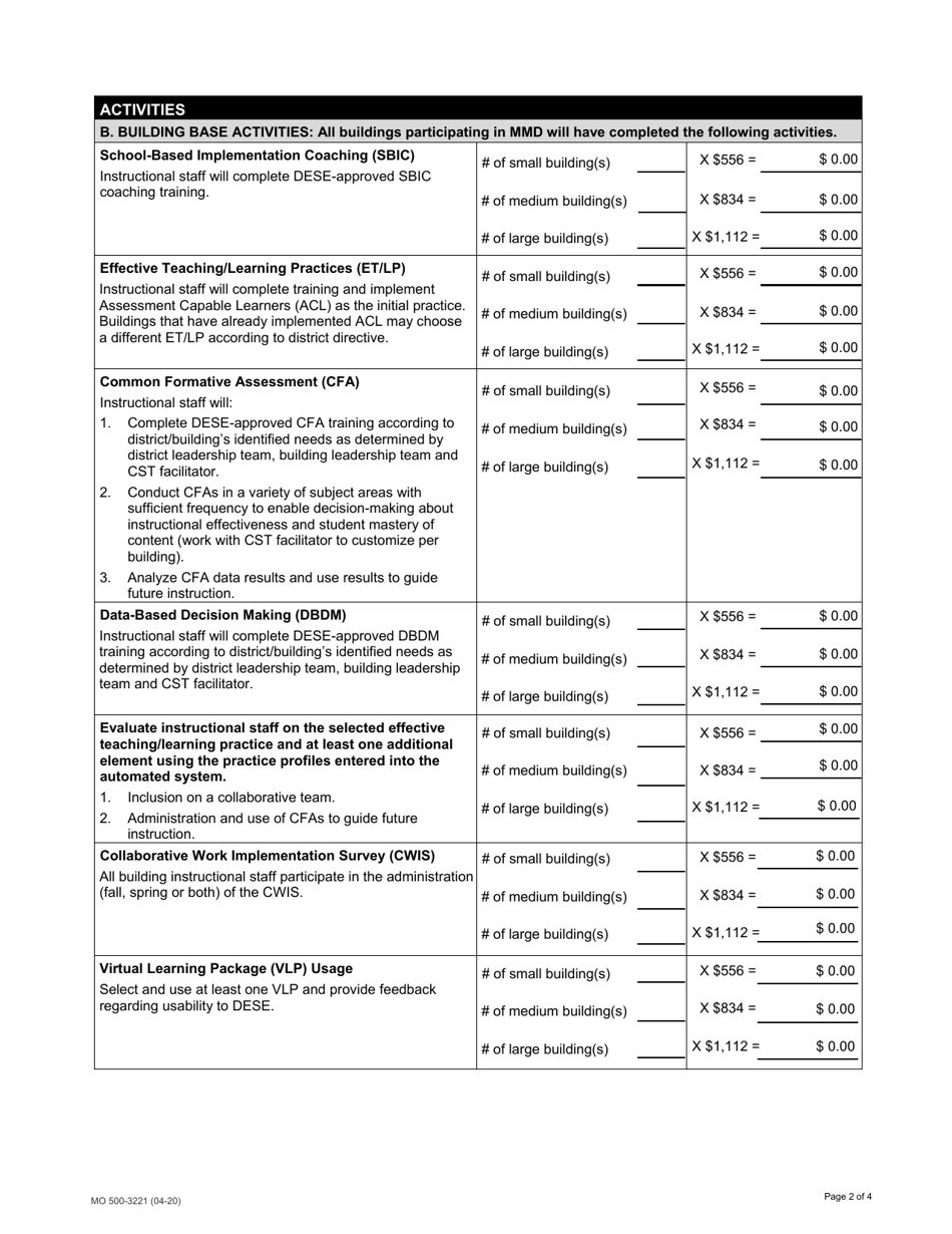 Form MO500-3221 Missouri Model Districts (Mmd) Invoice 1 - Missouri, Page 2
